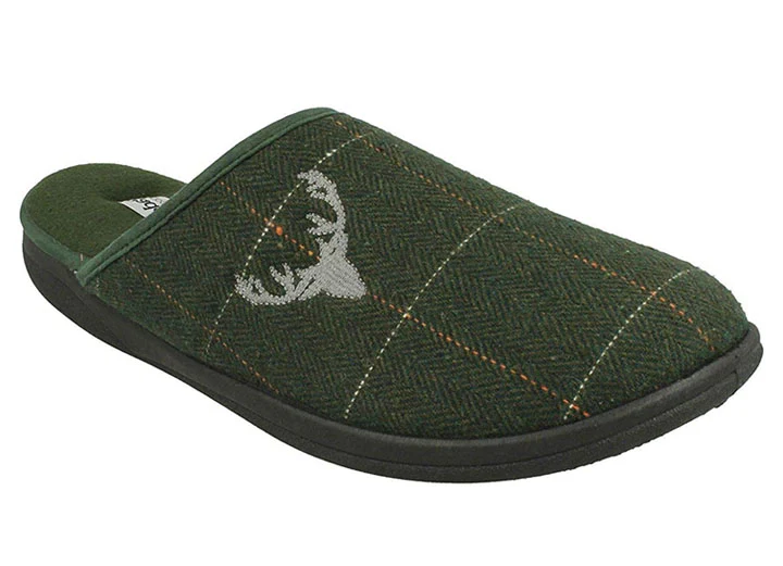 Mens Wide Fit Padders Stag Mule Slippers - Image 10