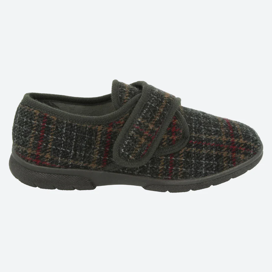 Mens Wide Fit DB Tartan Slippers - Image 11