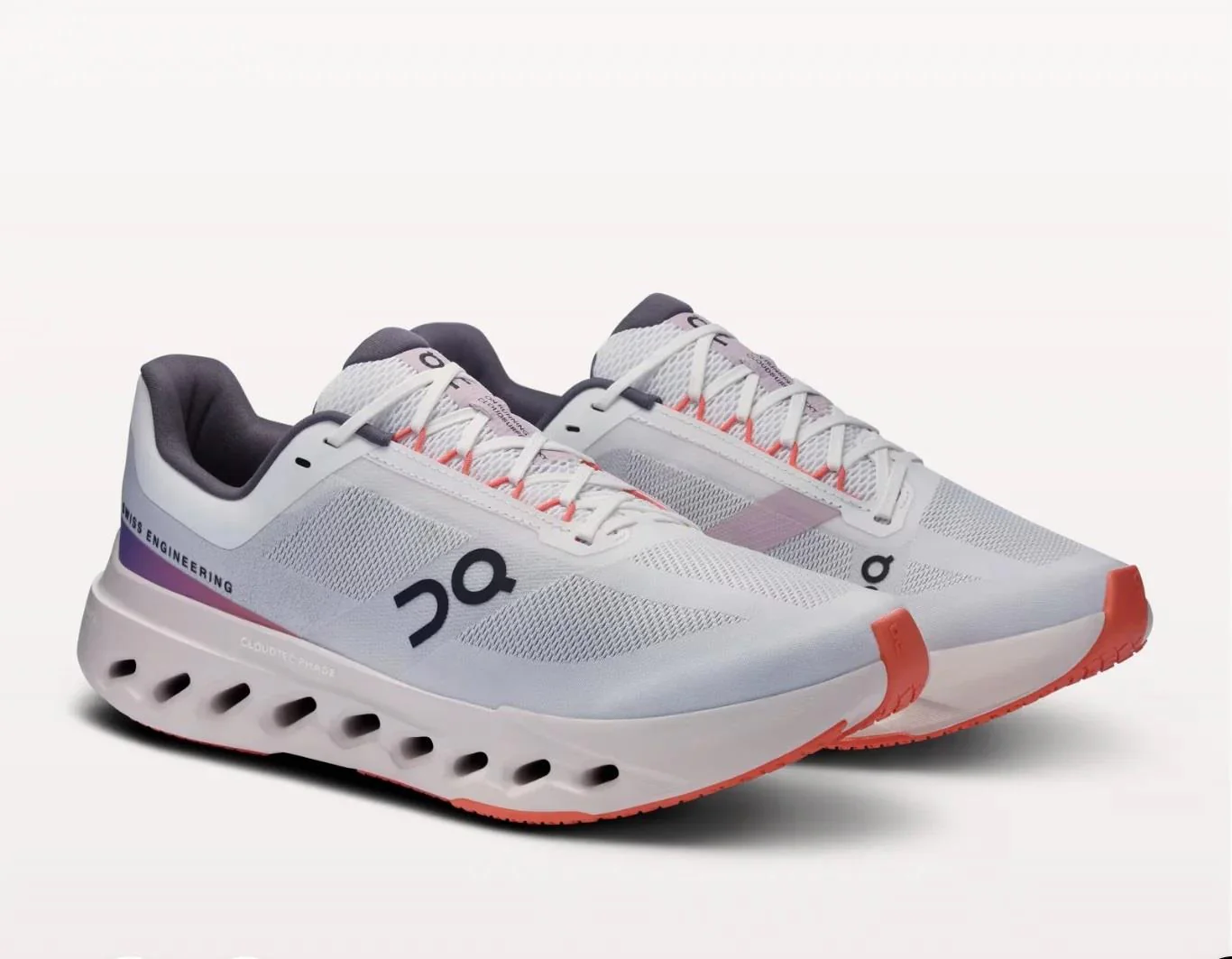 Women's Wide Fit On Cloudsurfer Next Wide Training Shoes - White/Flame - Image 4