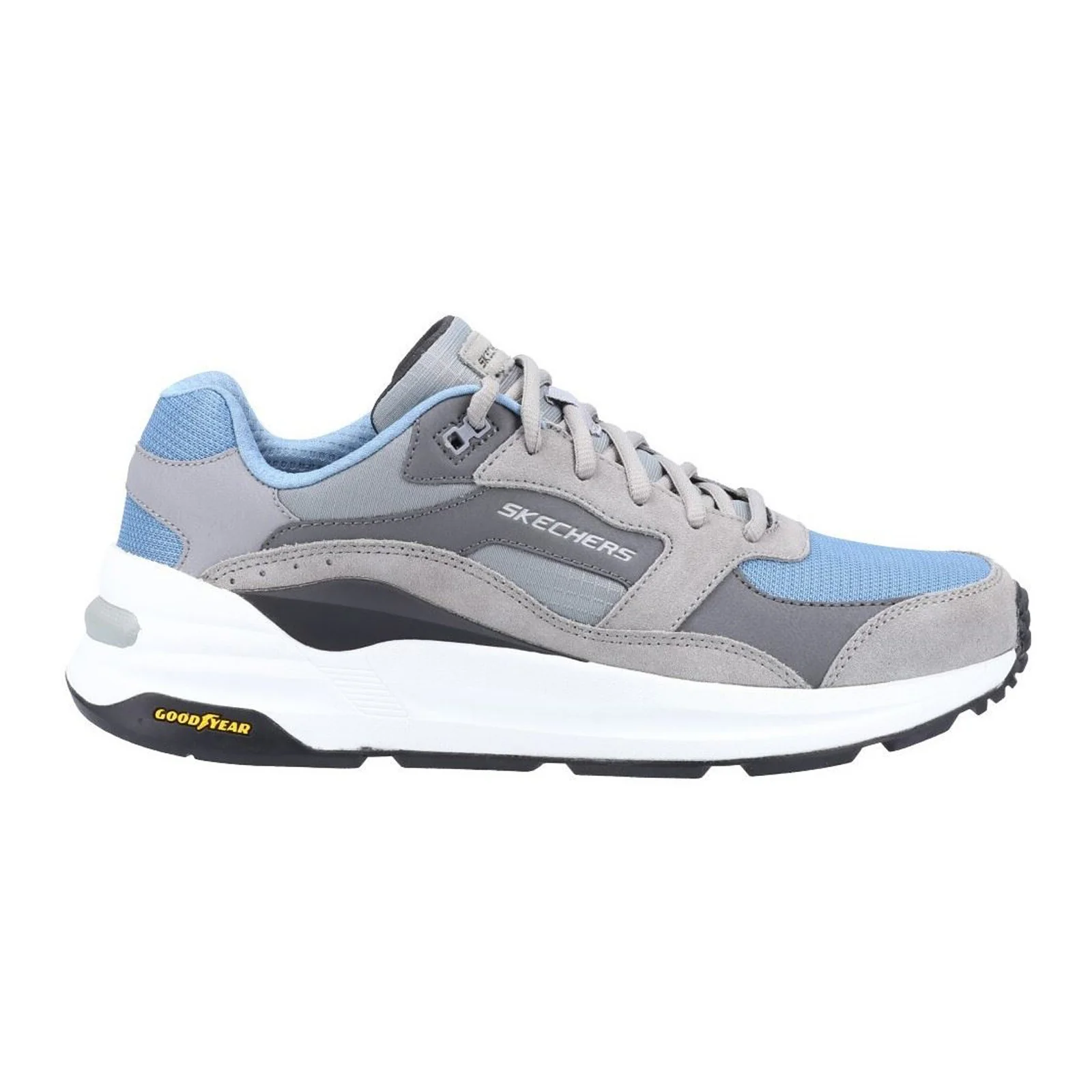 Men's Wide Fit Skechers 237200 Global Jogger Trainers - Grey/Blue - Image 2