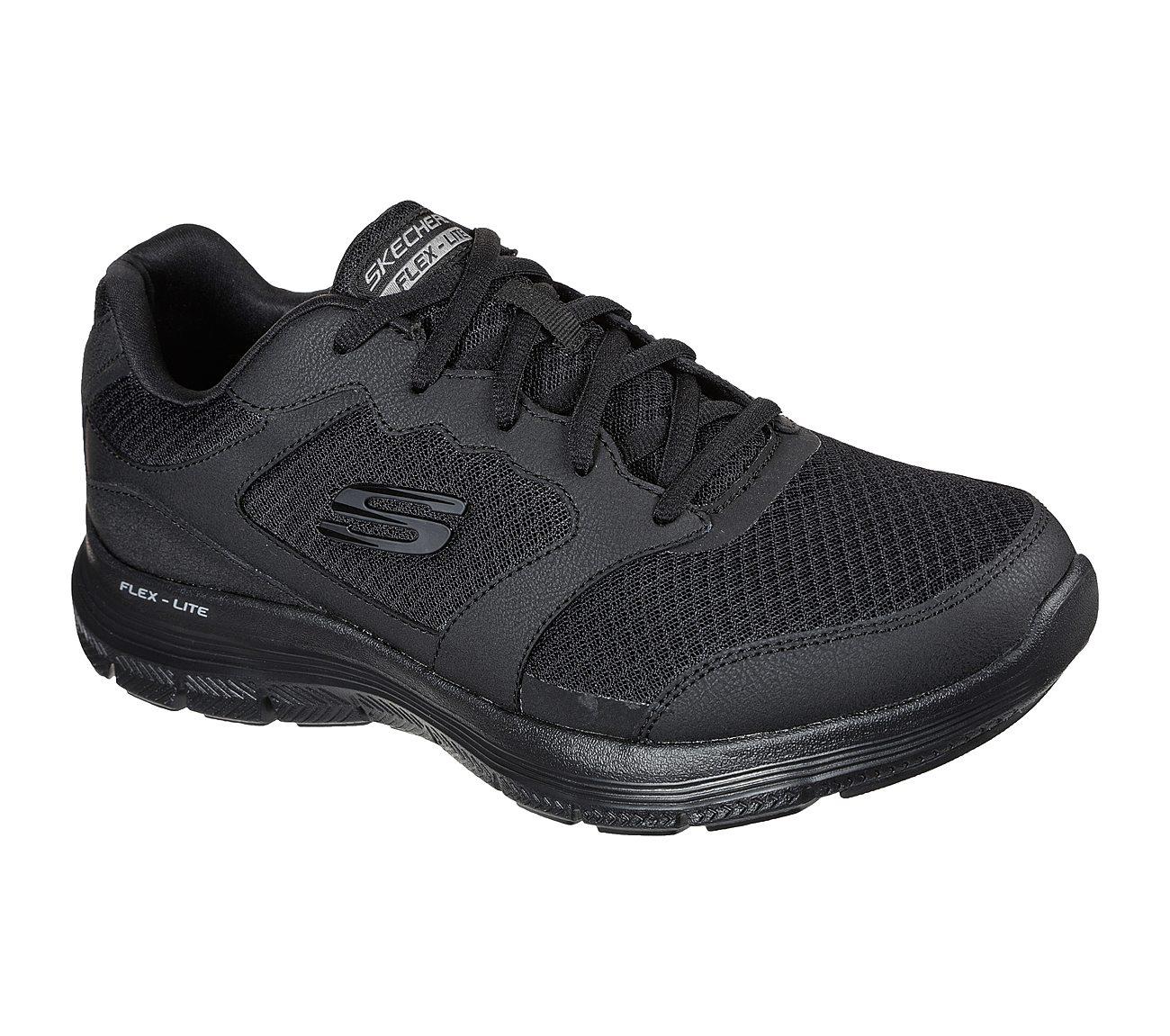 Mens Wide Fit Skechers Flex Advantage 4.0 - 232225 Walking Black Trainers - Image 3