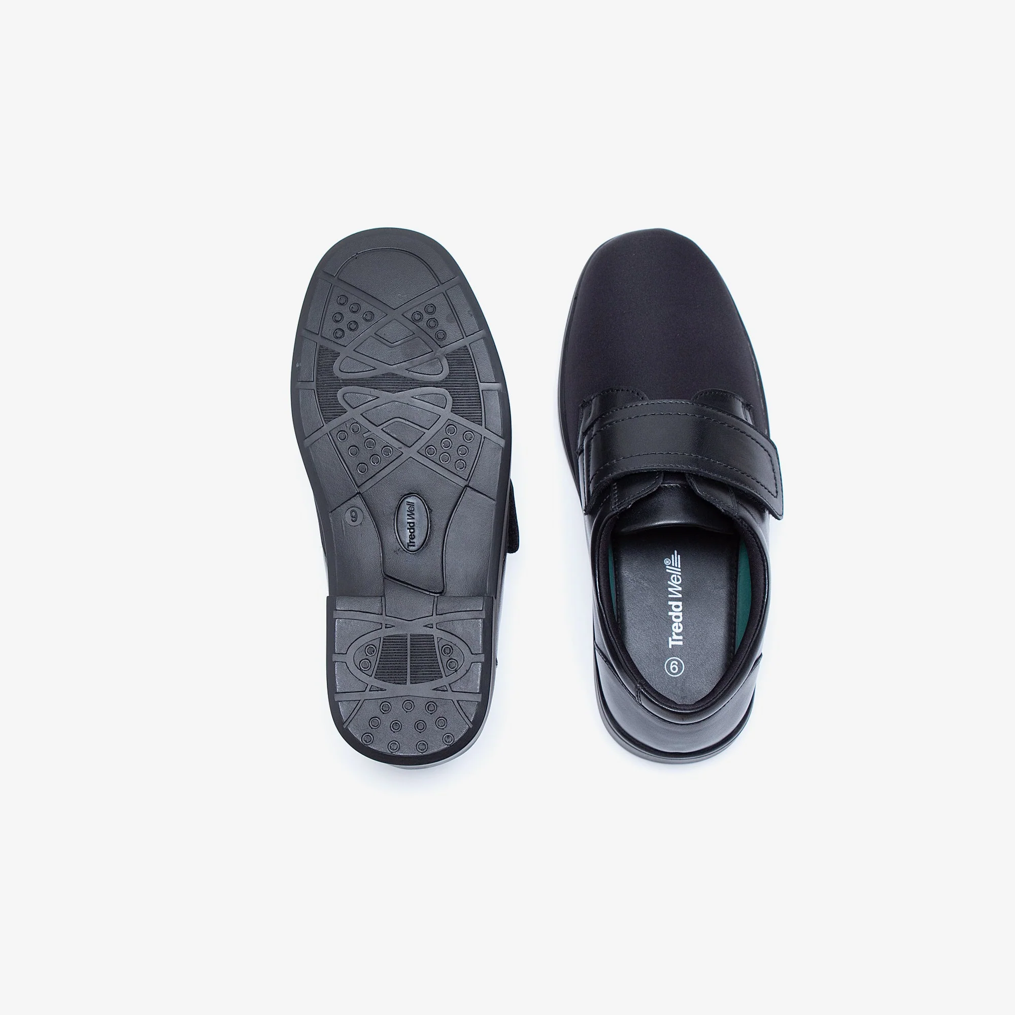 Mens Wide Fit Tredd Well Benjamin Velcro Soft Stretch Shoes - Black - Image 10