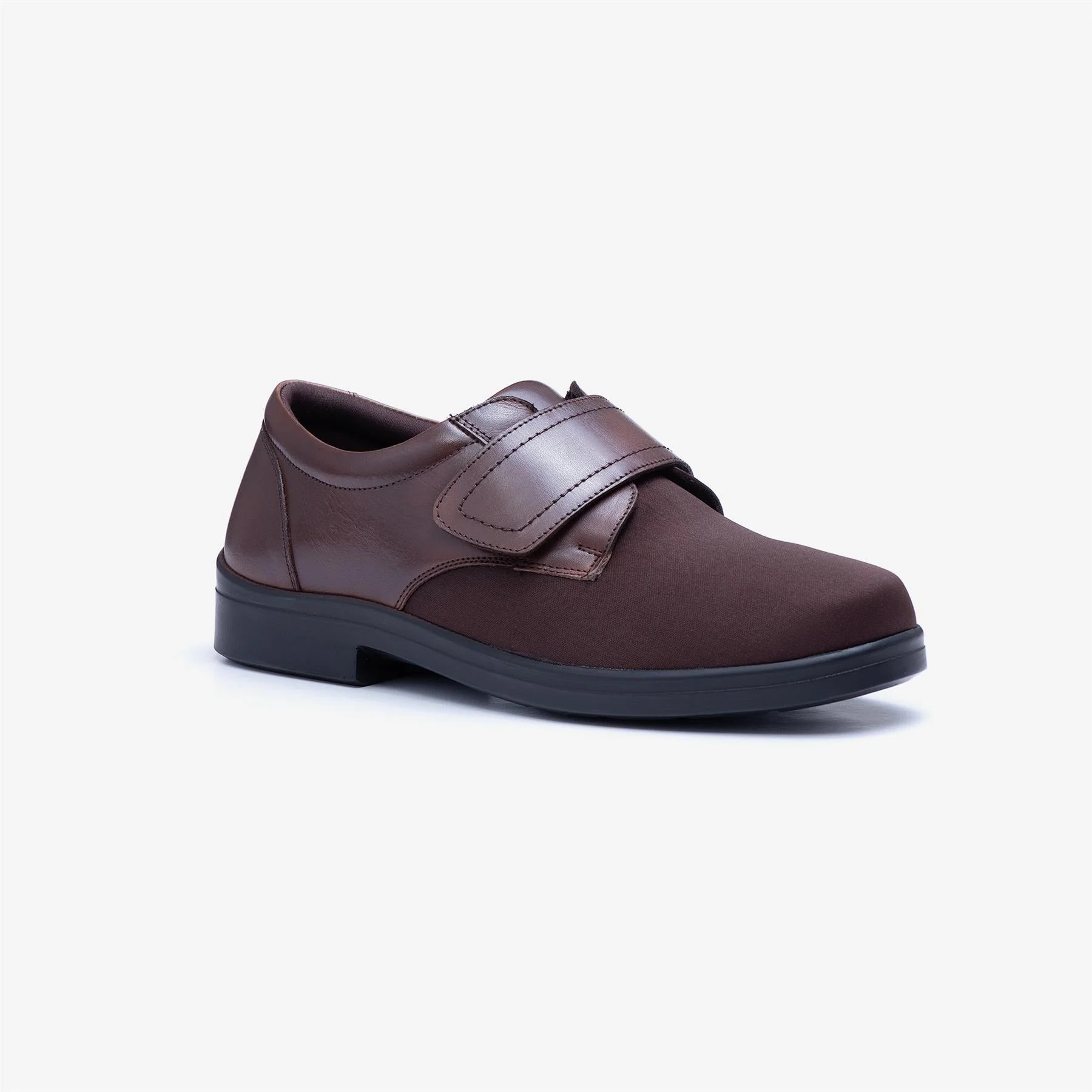 Mens Wide Fit Tredd Well Benjamin Velcro Soft Stretch Shoes - Brown - Image 3