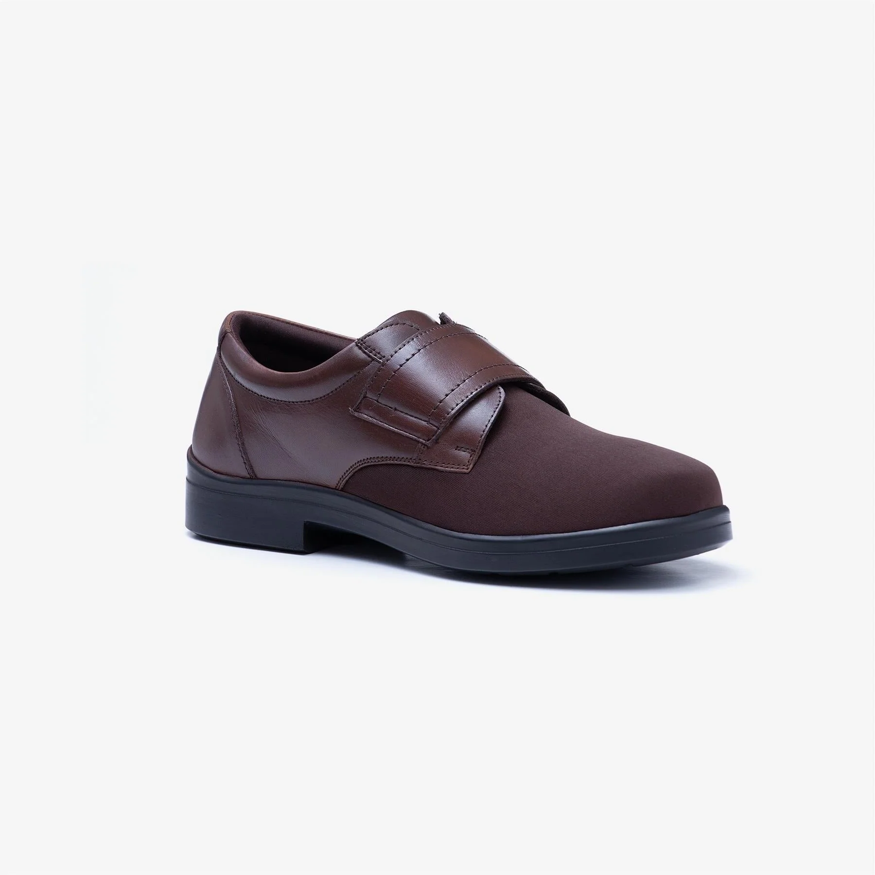 Mens Wide Fit Tredd Well Benjamin Velcro Soft Stretch Shoes - Brown - Image 4