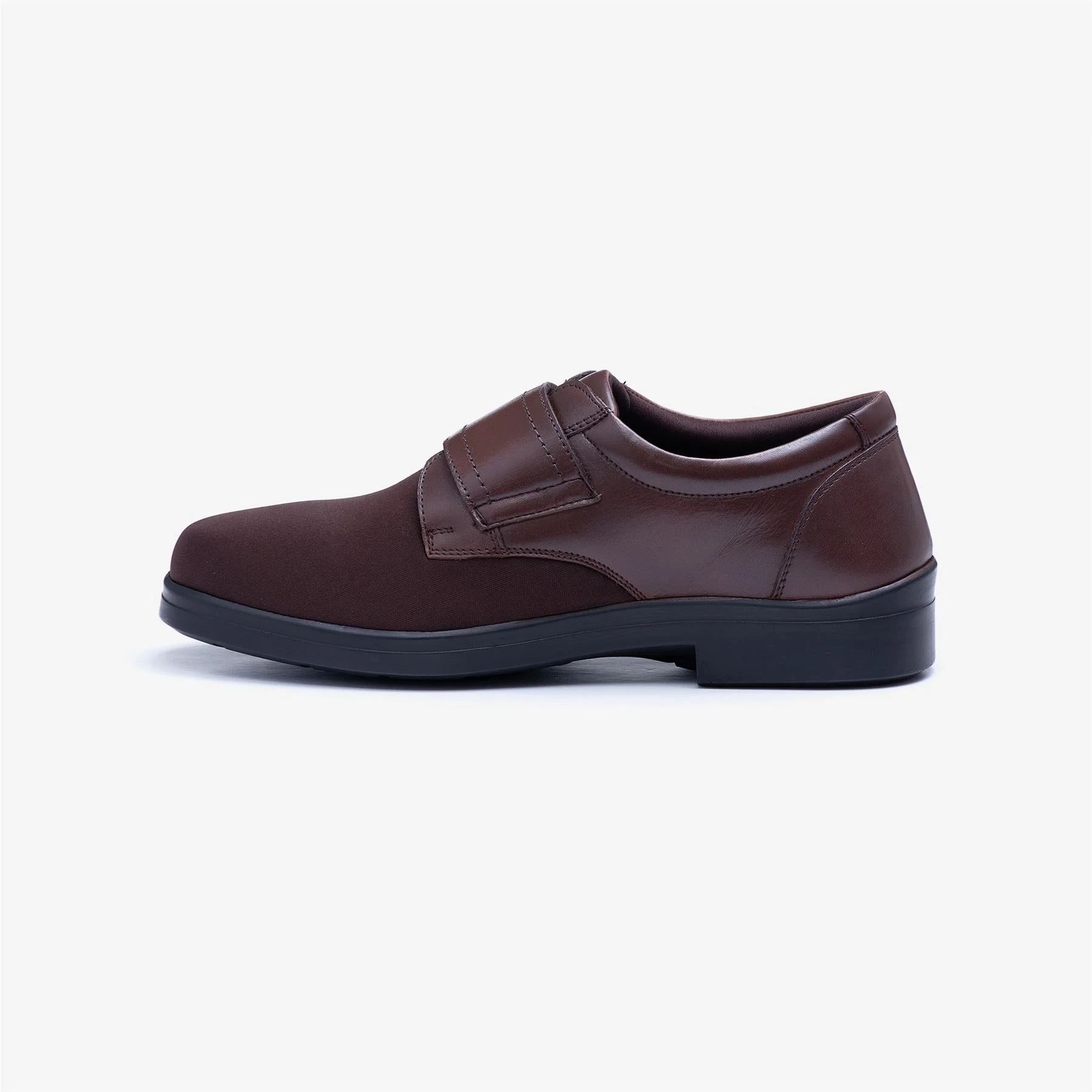 Mens Wide Fit Tredd Well Benjamin Velcro Soft Stretch Shoes - Brown - Image 5