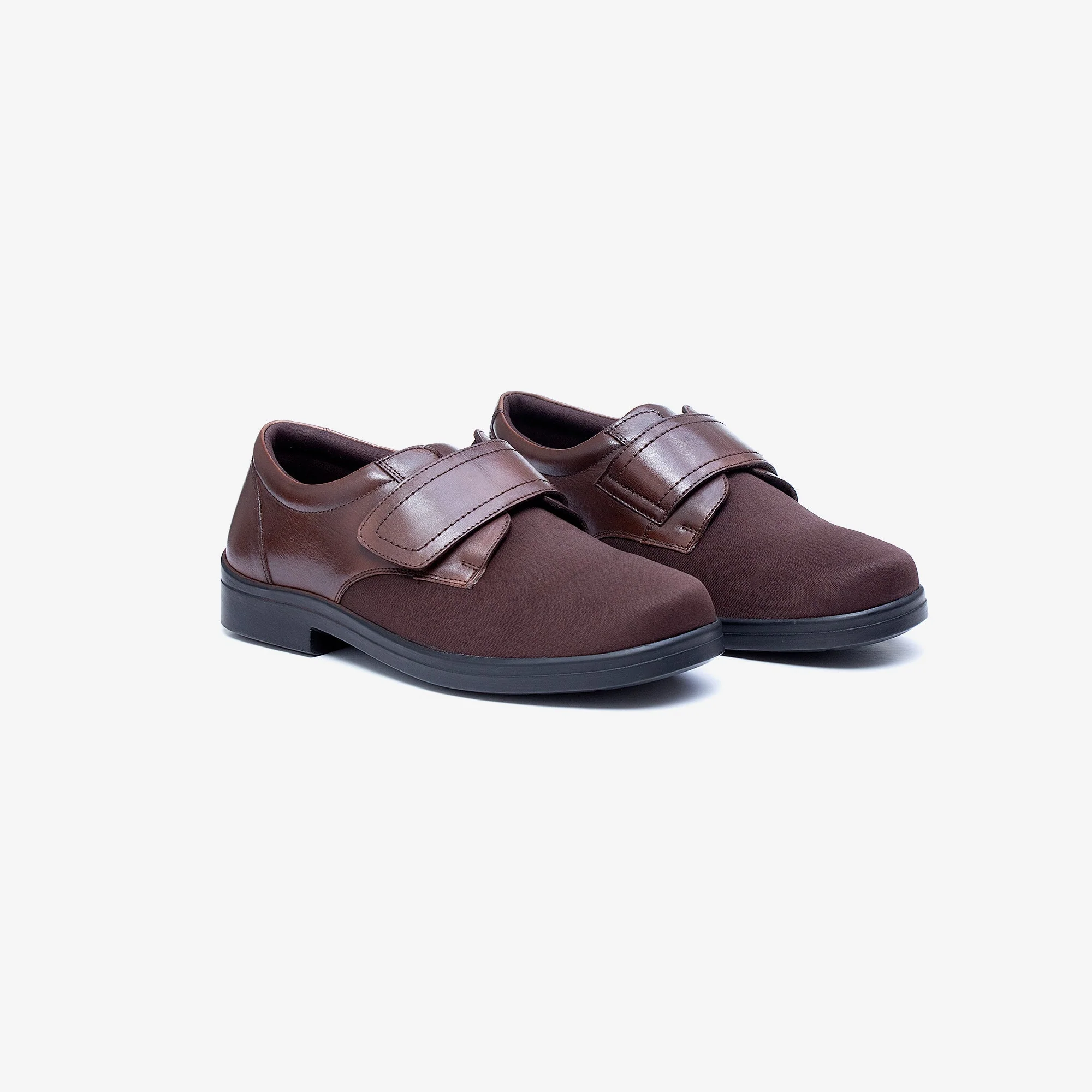 Mens Wide Fit Tredd Well Benjamin Velcro Soft Stretch Shoes - Brown - Image 8
