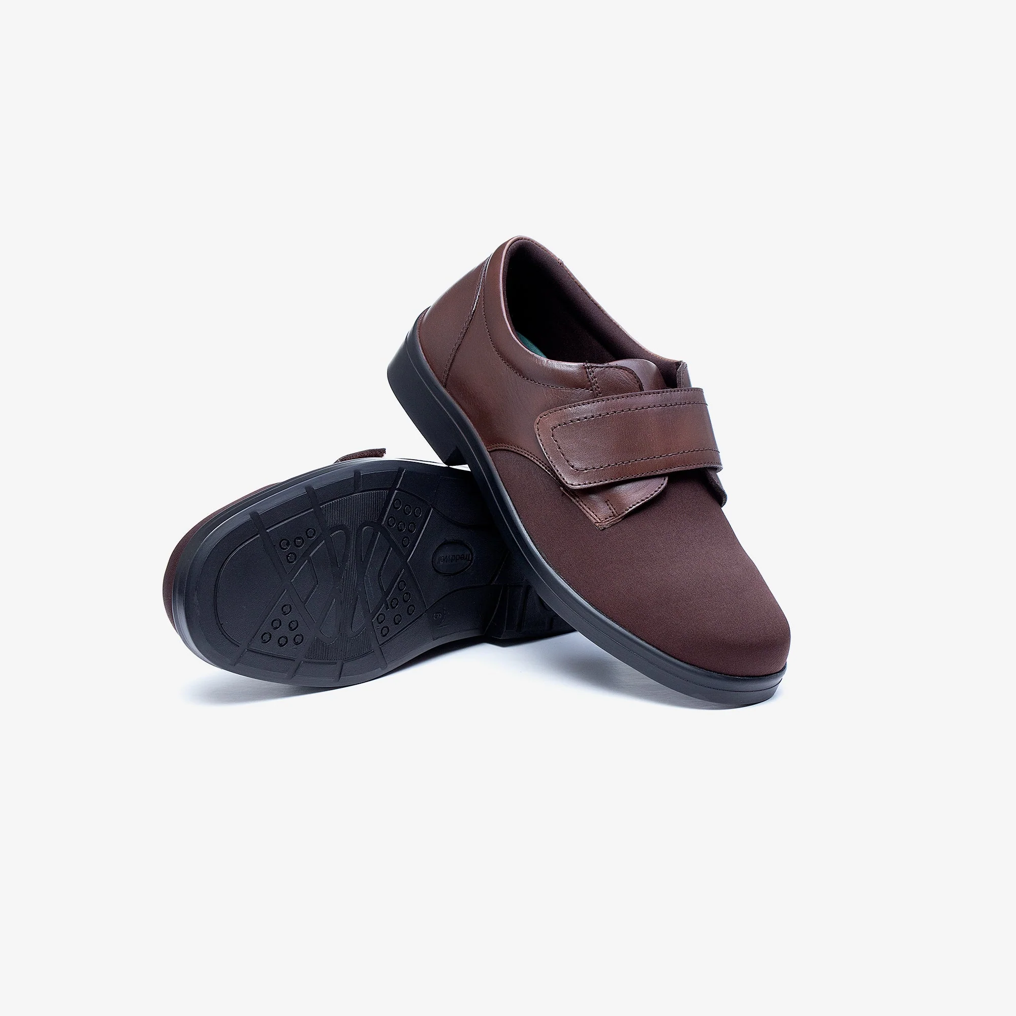 Mens Wide Fit Tredd Well Benjamin Velcro Soft Stretch Shoes - Brown - Image 9