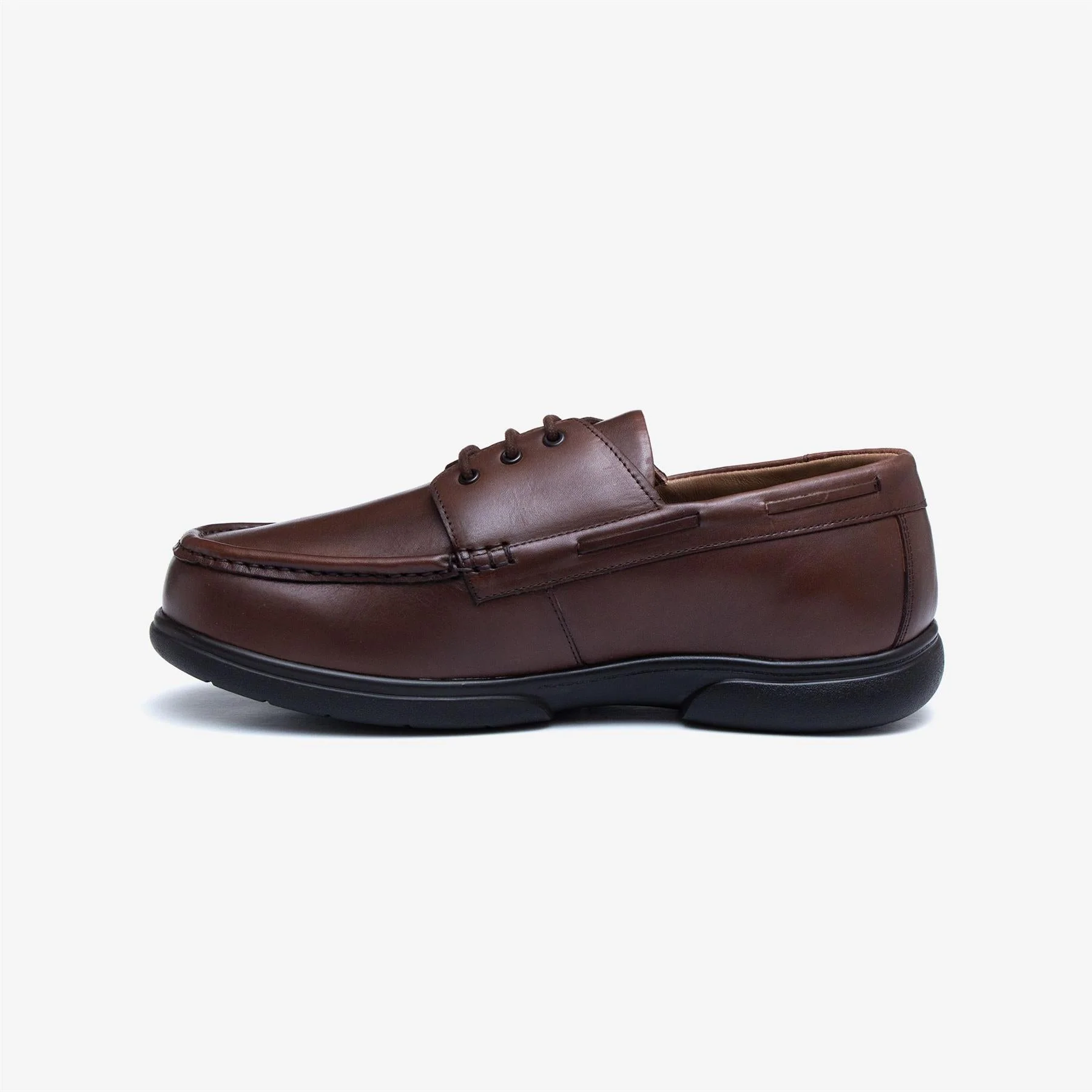 Mens Wide Fit Tredd Well Dean Shoes Brown Boat Shoes - Image 5