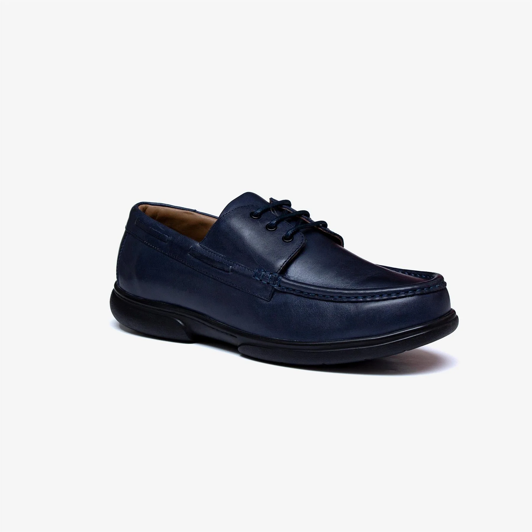 Mens Wide Fit Tredd Well Dean Shoes Navy Boat Shoes - Image 4
