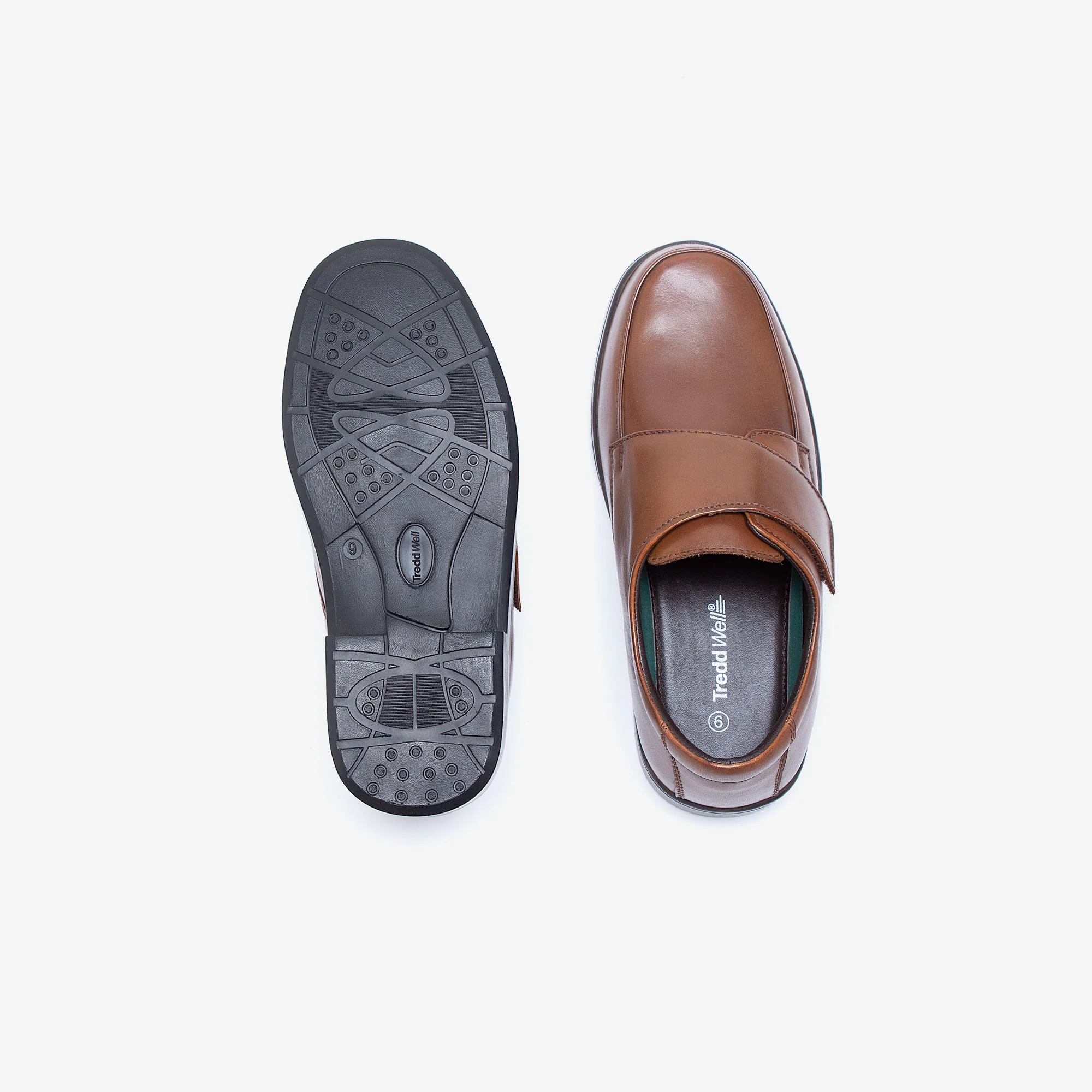 Mens Wide Fit Tredd Well York Velcro Shoes - Tan - Image 10