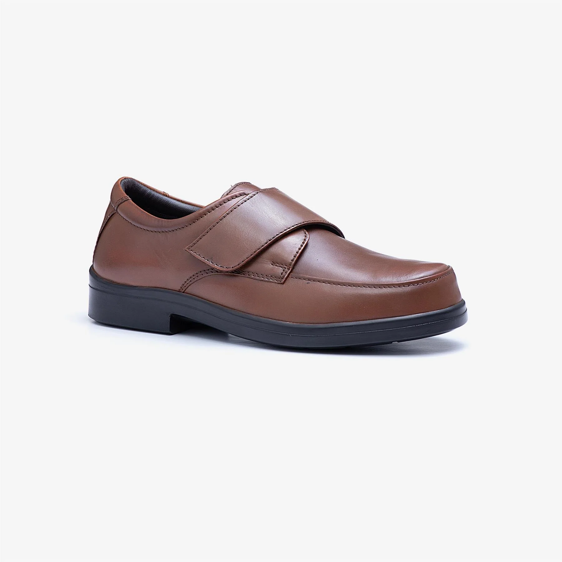 Mens Wide Fit Tredd Well York Velcro Shoes - Tan - Image 3