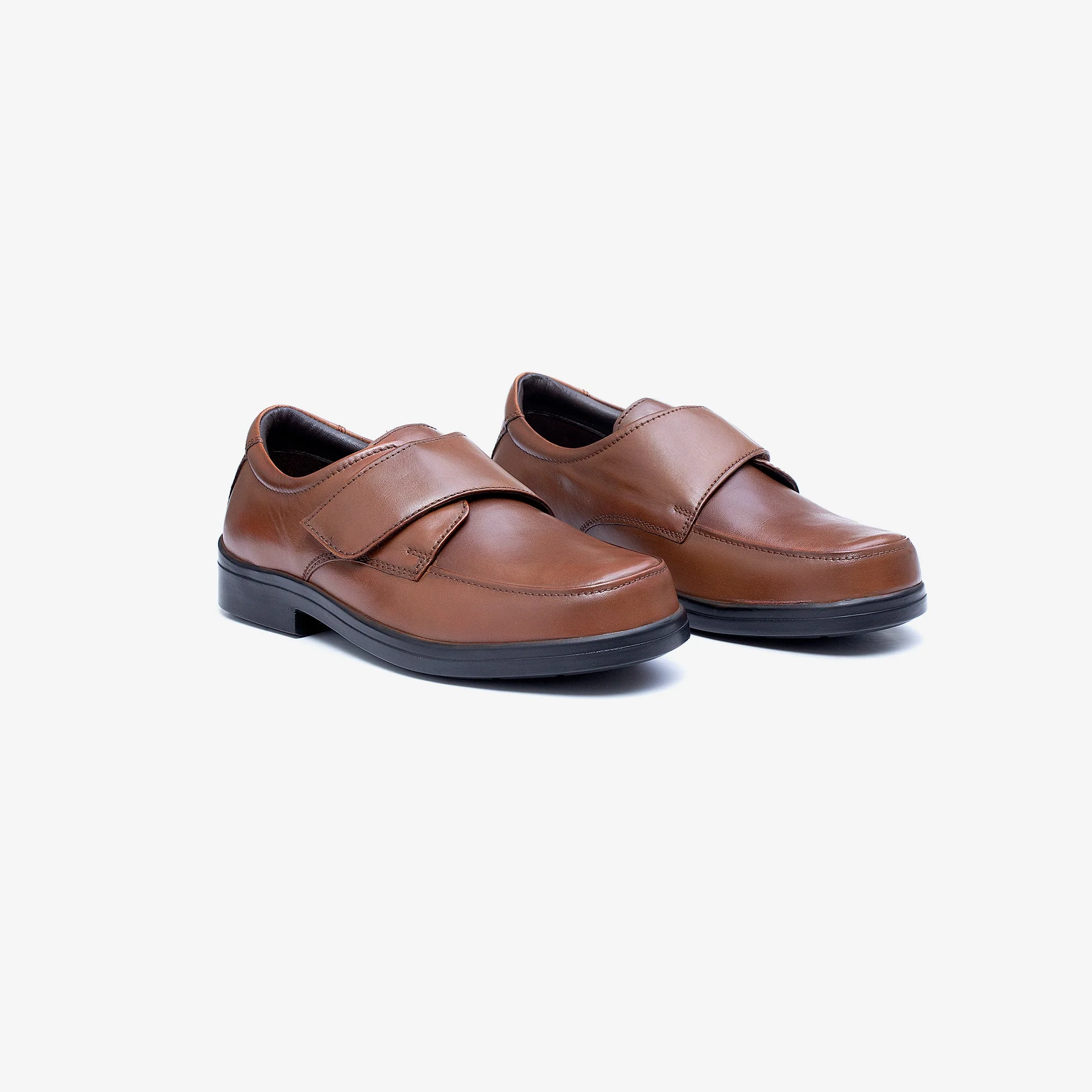 Mens Wide Fit Tredd Well York Velcro Shoes - Tan - Image 8