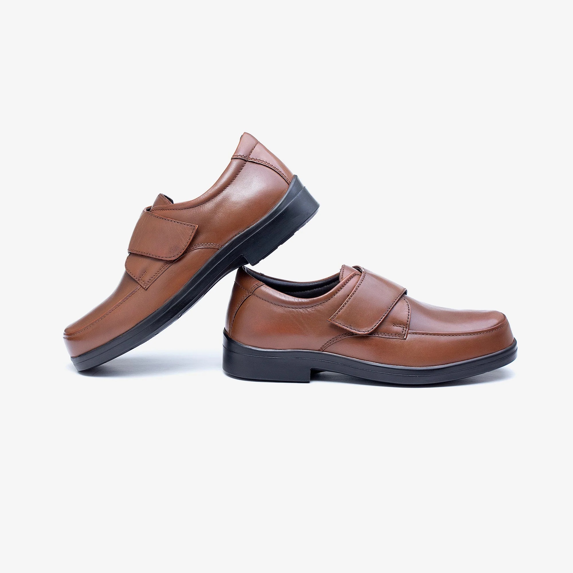 Mens Wide Fit Tredd Well York Velcro Shoes - Tan - Image 9