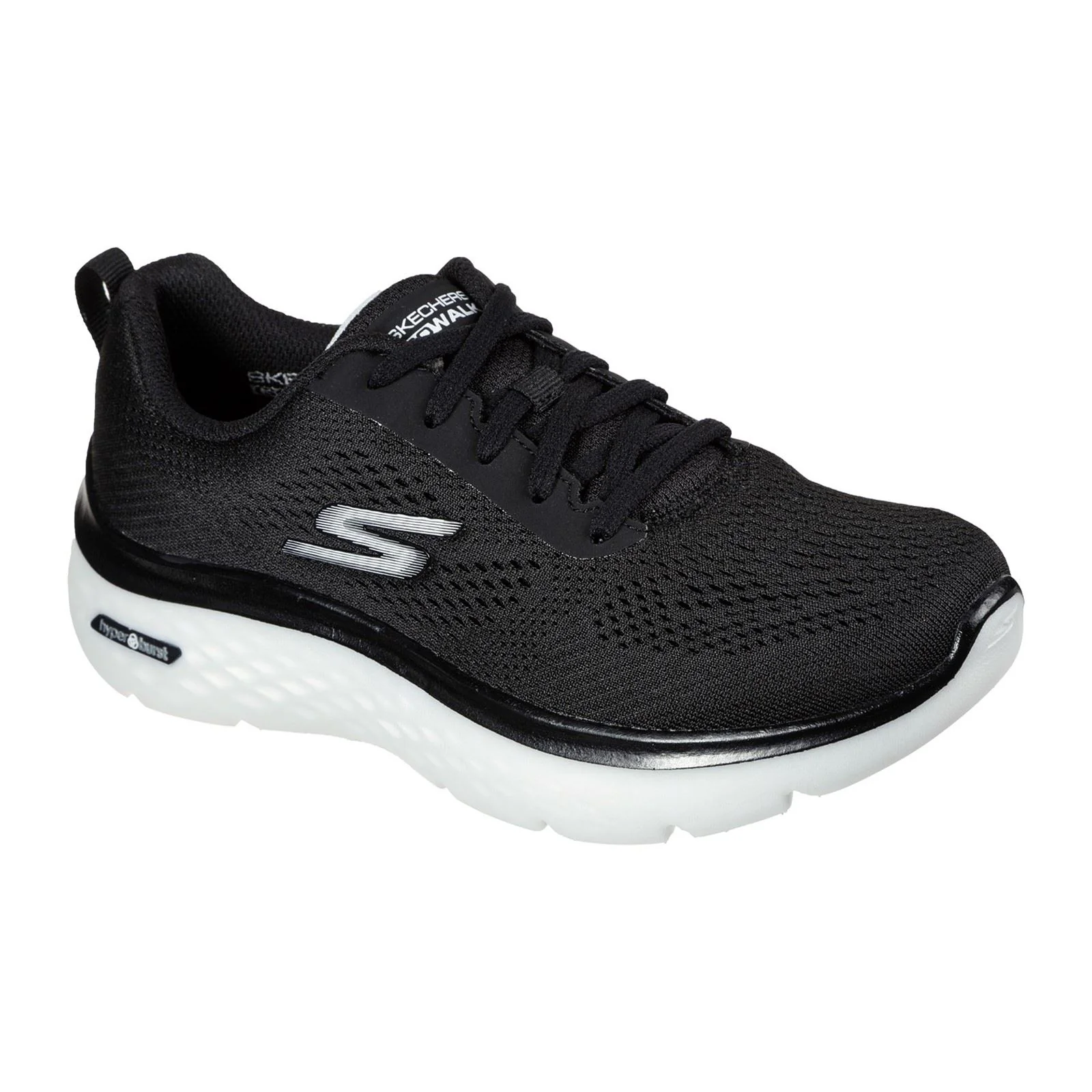 Women's Wide Fit Skechers 124578 GO walk Hyper Burst Trainers - Black/White - Image 3