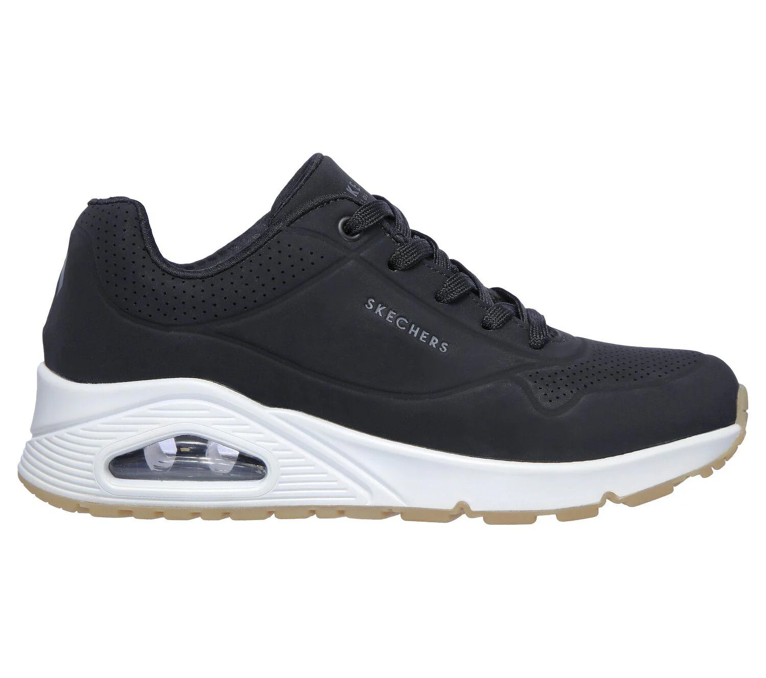 Women's Wide Fit Skechers 73690 Uno - Stand On Air Walking Street Wear Trainers - Image 2