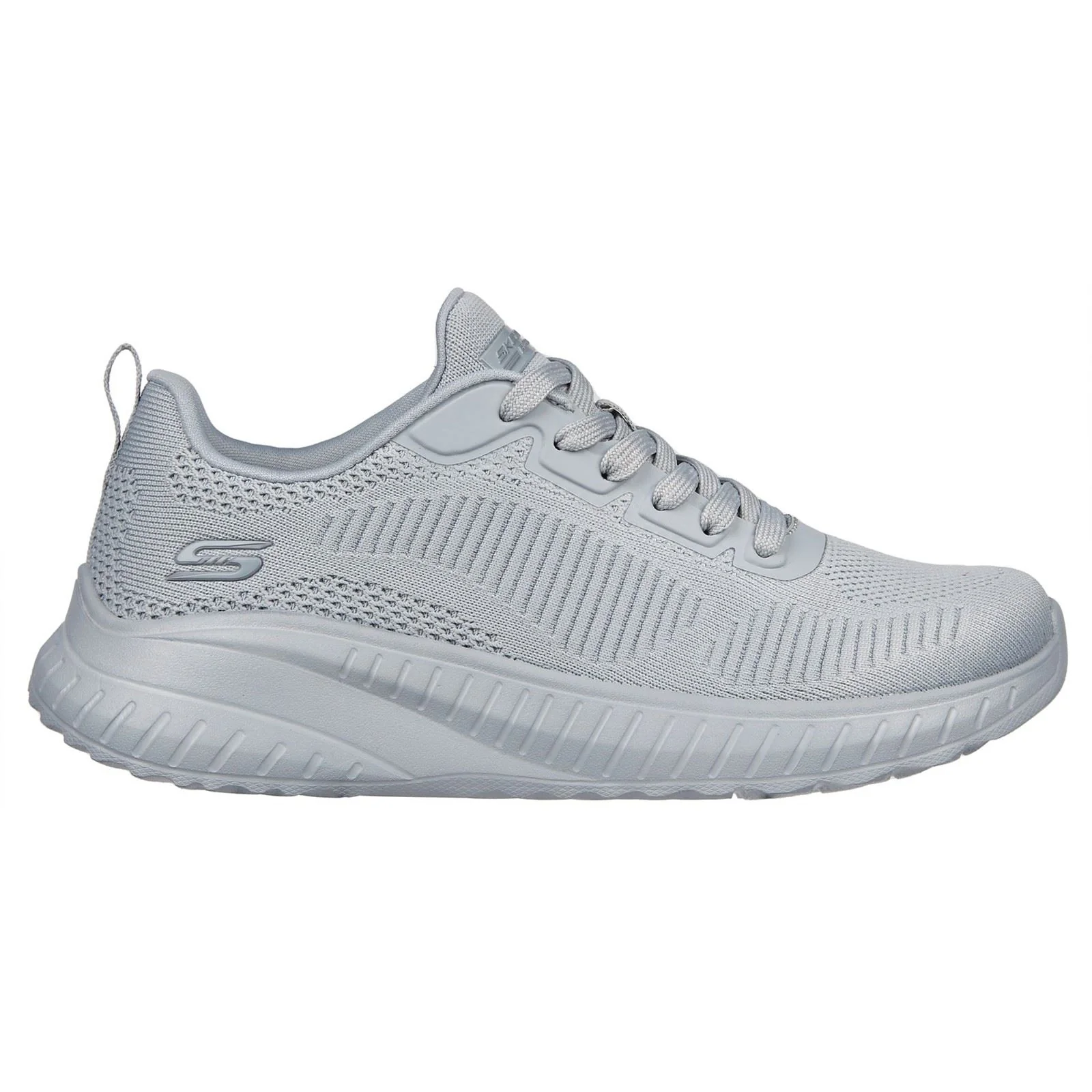 Women's Wide Fit Skechers Bobs Squad Chaos Face Off 117209 Vegan Trainers - Light Grey - Image 2